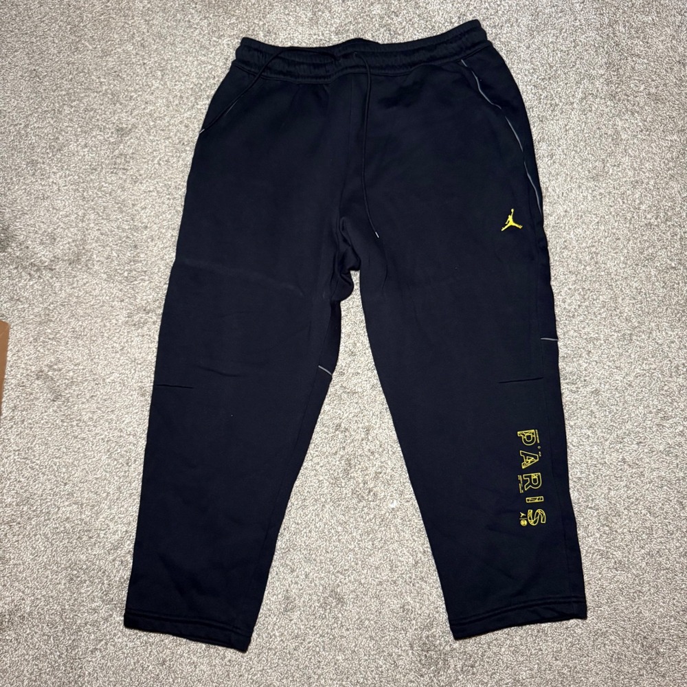 Jordan x PSG Paris Saint-Germain Fleece Sweatpants Black Yellow Mens XXL